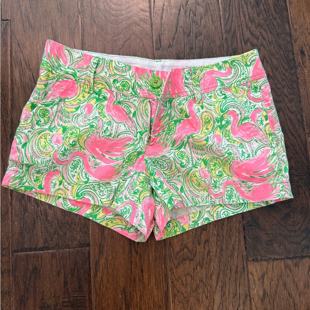 Lilly Pulitzer Pink and Green Walsh shorts Women's size 2 Hot Wings